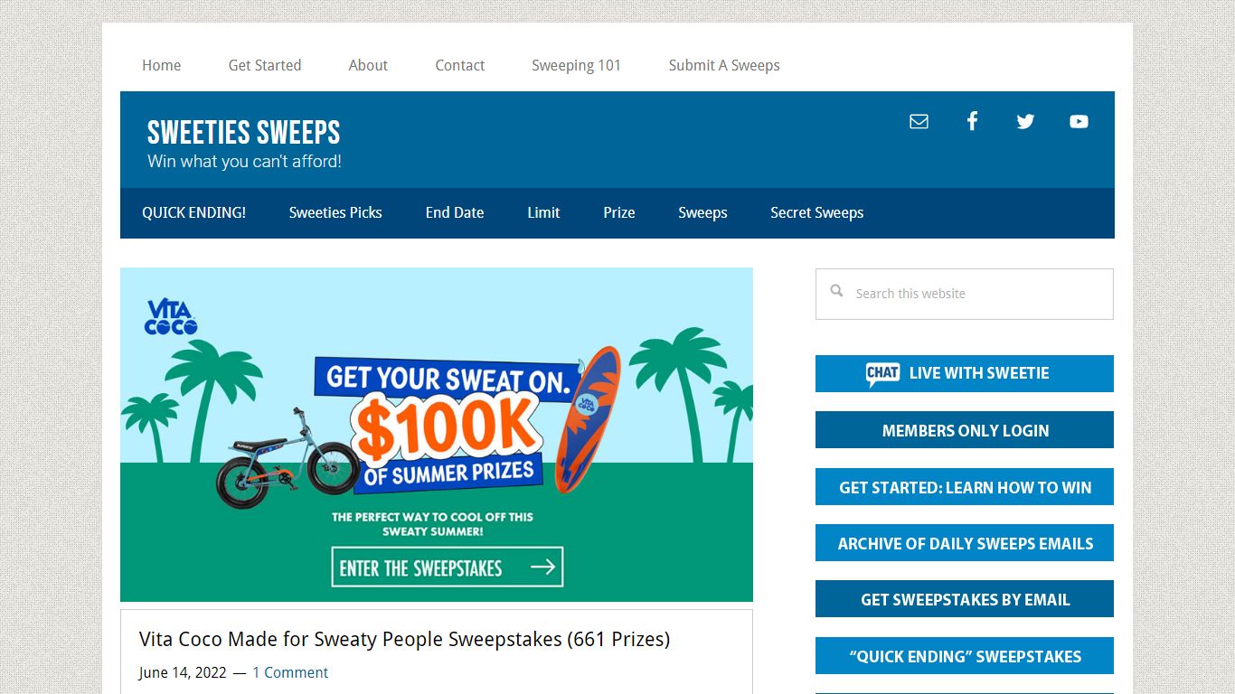 Vita Coco Made for Sweaty People Sweepstakes (661 Prizes)